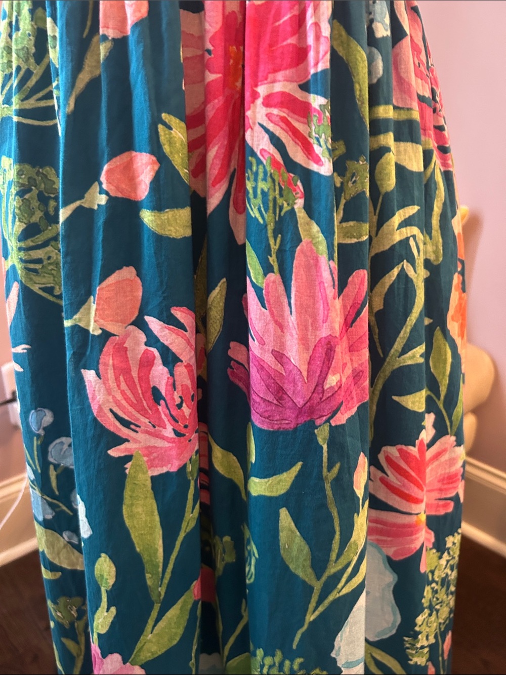 Holly Shae Samantha Dress Floral Sleeveless Maxi with Pink & Green Blooms - Picture 3 of 8